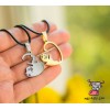Кулон парный для двоих Изящные коты. Сердце Gold. Цена за 1 пару. Нержавеющая сталь